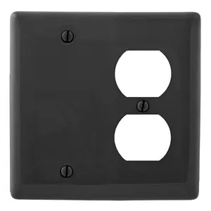 Image of NP138BK Wallplates, Nylon, 2-Gang, 1) Duplex, 1) Blank, Black