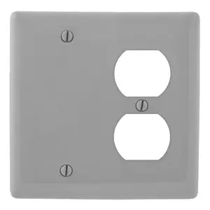 Image of NP138GY Wallplates and Box Covers, Wallplate, Nylon, 2-Gang, 1) Duplex 1) Blank, Gray