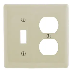 Image of NPJ18AL Wallplates, Nylon, Mid-Sized, 2-Gang, 1) Duplex, 1) Toggle, Almond