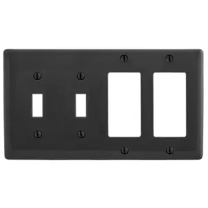 Image of NP2262BK Wallplates, Nylon, 4-Gang, 2) Toggle, 2) Decorator, Black