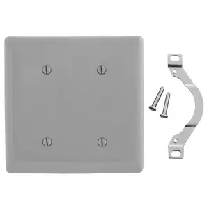 Image of NP24GY Wallplates and Box Covers, Wallplate, Nylon, 2-Gang, 2) Blank, Strap Mount, Gray