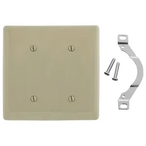 Image of NP24I Wallplates and Box Covers, Wallplate, Nylon, 2-Gang, 2) Blank, Strap Mount, Ivory