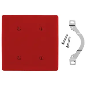 Image of NP24R Wallplates and Box Covers, Wallplate, Nylon, 2-Gang, 2) Blank, Strap Mount, Red