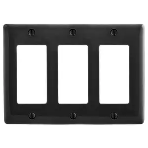 Image of NP263BK Wallplates and Box Covers, Wallplate, Nylon, 3-Gang, 3) Decorator, Black