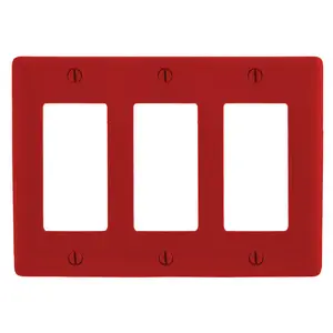 Image of NP263R Wallplates, Nylon, 3-Gang, 3) Decorator, Red