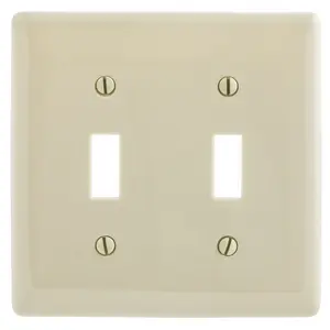 Image of NPJ2AL Wallplates and Box Covers, Wallplate, Nylon, Mid-Sized, 2-Gang, 2) Toggle, Almond