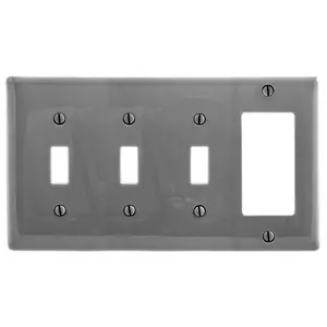 Image of NP326GY Wallplates, Nylon, 4-Gang, 3) Toggle, 1) Decorator, Gray