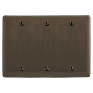 Image of NP33 Wallplates and Box Covers, Wallplate, Nylon, 3-Gang, 3) Blank, Box Mount, Brown