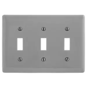 Image of NP3GY Wallplates and Box Covers, Wallplate, Nylon, 3-Gang, 3) Toggle, Gray