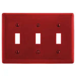 Image of NPJ3R Wallplates and Box Covers, Wallplate, Nylon, Mid-Sized, 3-Gang, 3) Toggle, Red