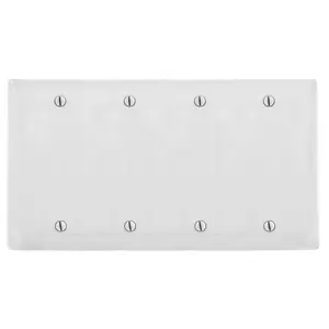 Image of NP43W Wallplates and Box Covers, Wallplate, Nylon, 4-Gang, 4) Blank, Box Mount, White