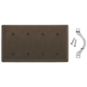 Image of NP44 Wallplates, Nylon, 4-Gang, Strap Mounted Blank, Brown