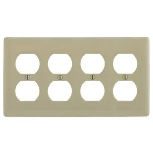 Image of NP84I Wallplates and Box Covers, Wallplate, Nylon, 4-Gang, 4) Duplex, Ivory