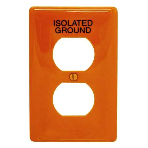 Image of NP8OIG Wallplates and Box Covers, Wallplate, Nylon, 1-Gang, 1) Duplex, Marked "Isolated Ground", Orange