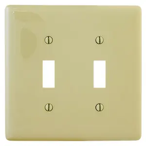 Image of NPJJ2I Wallplates and Box Covers, Wallplates, Nylon, 2-Gang, Jumbo, 2) Toggle Openings, Ivory