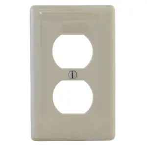 Image of NPJJ8LA Wallplates and Box Covers, Wallplates, Nylon, 1-Gang, Jumbo, 1) Duplex Opening, Light Almond