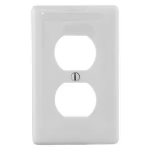 Image of NPJJ8W Wallplates and Box Covers, Wallplates, Nylon, 1-Gang, Jumbo, 1) Duplex Opening, White