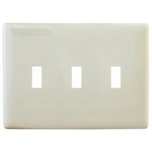 Image of NPS3LA Wallplates and Box Covers, Wallplates, Thermoplastic, 3-Gang, 3) Toggle Openings, Light Almond