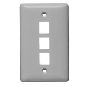 Image of NSP103GY Plate, Wall, Label-Less, Mid-Sized, 3- Port, Gray