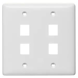 Image of NSP24W NetSelect Products, Wall, Without Label, 2-Gang, 4-Port, White