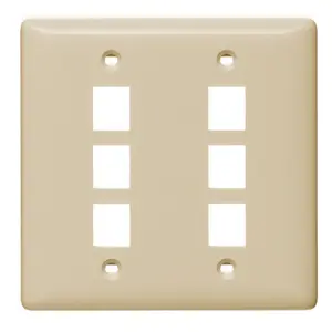 Image of NSP26LA Plate, Wall, Label-Less, 2-Gang, 6- Port, Light Almond