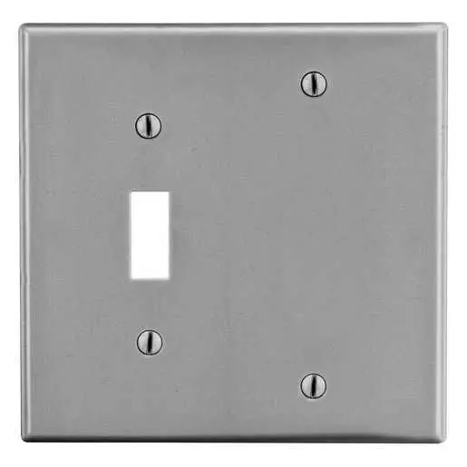 Image of P113GY Wallplate, 2-Gang, 1) Toggle 1) Blank, Gray