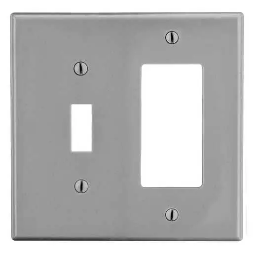 Image of P126GY Wallplate, 2-Gang, 1) Toggle 1) Receptacle, Gray