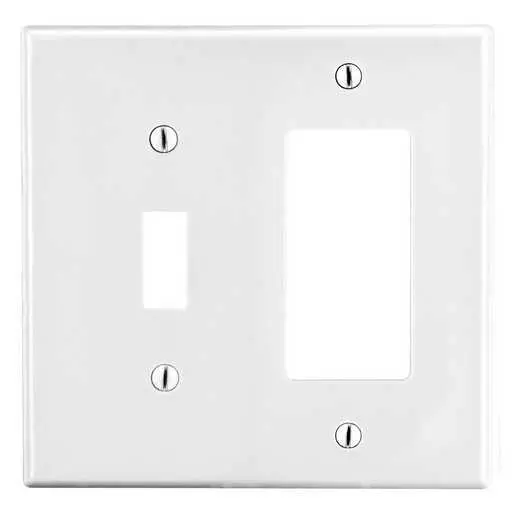 Image of P126W Wallplate, 2-Gang, 1) Toggle 1) Receptacle, White