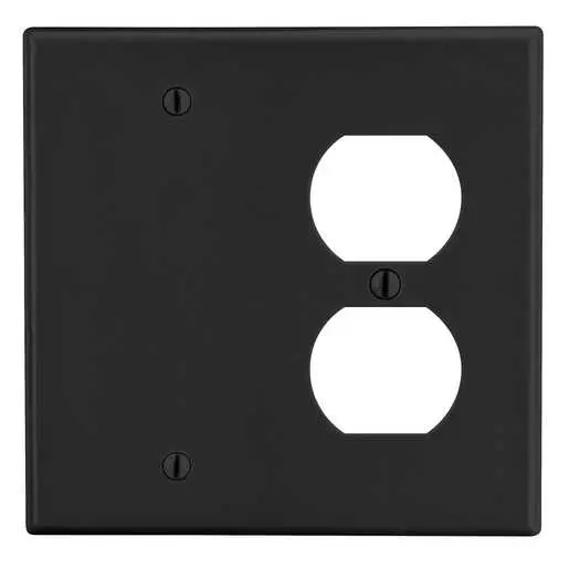 Image of P138BK Wallplate, 2-Gang, 1) Duplex 1) Box Mount Blank, Black