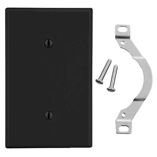 Image of P14BK Wallplate, 1-Gang, Strap Mount Blank, Black