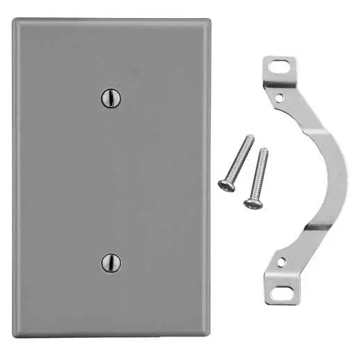 Image of P14GY Wallplate, 1-Gang, Strap Mount Blank, Gray