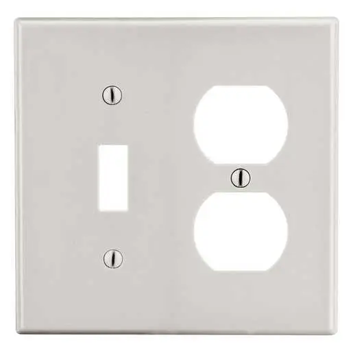 Image of PJ18LA Wallplate, Mid-Size 2-Gang, 1) Duplex 1) Toggle, Light Almond