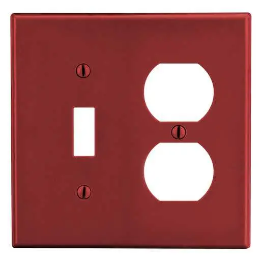 Image of P18R Wallplate, 2-Gang, 1) Duplex 1) Toggle, Red