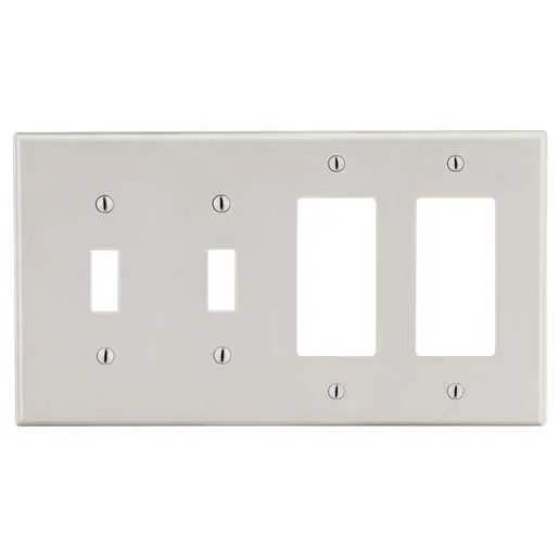 Image of P2262LA Wallplate, 4-Gang, 2) Toggle 2) Decorator, Light Almond