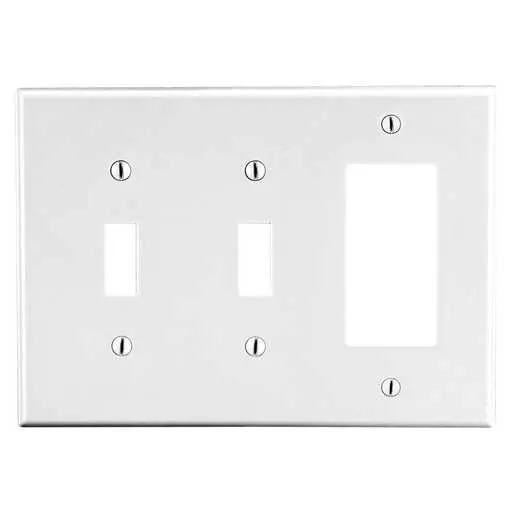 Image of P226W Wallplate, 3-Gang, 2) Toggle 1) Decorator, White