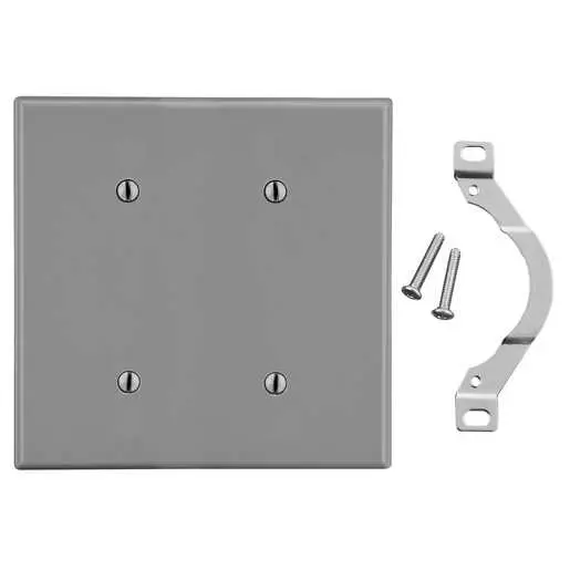 Image of P24GY Wallplate, 2-Gang, 2 Strap Mount Blank, Gray