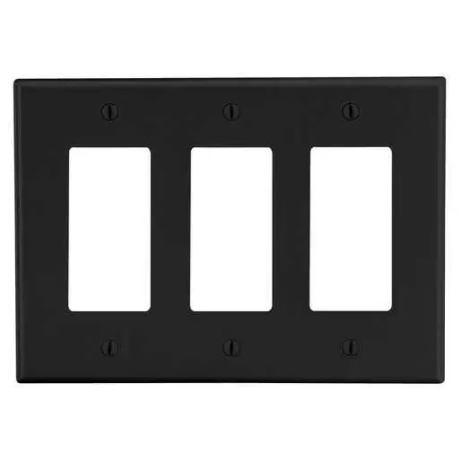 Image of P263BK Wallplate, 3-Gang, 3) Decorator, Black