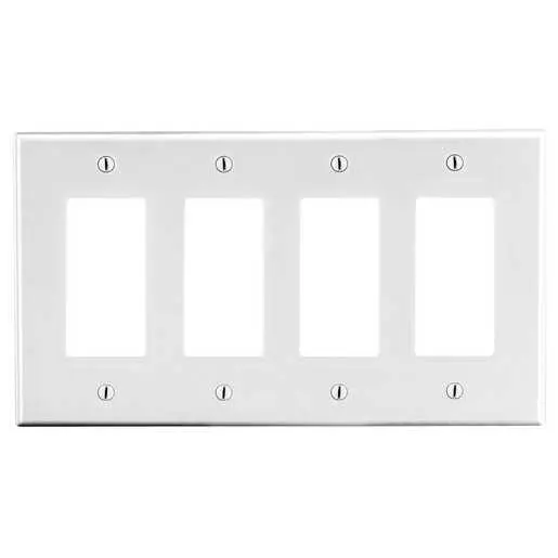 Image of P264W Wallplate, 4-Gang, 4) Decorator, White