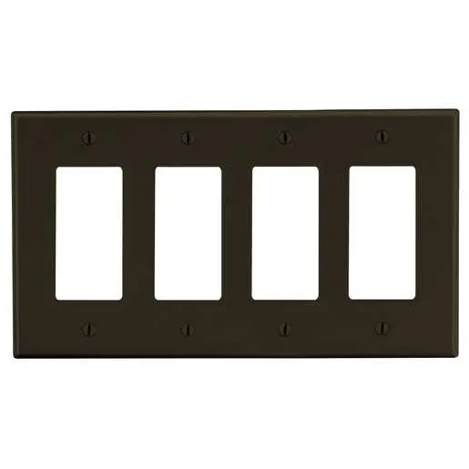 Image of P264 Wallplate, 4-Gang, 4) Decorator, Brown