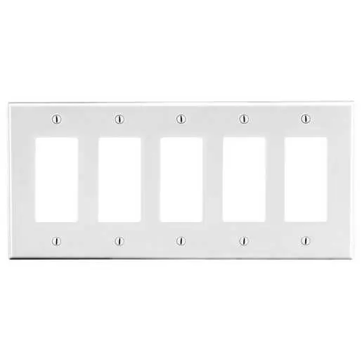 Image of P265W Wallplate, 5-Gang, 5) Decorator, White