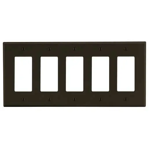 Image of P265 Wallplate, 5-Gang, 5) Decorator, Brown