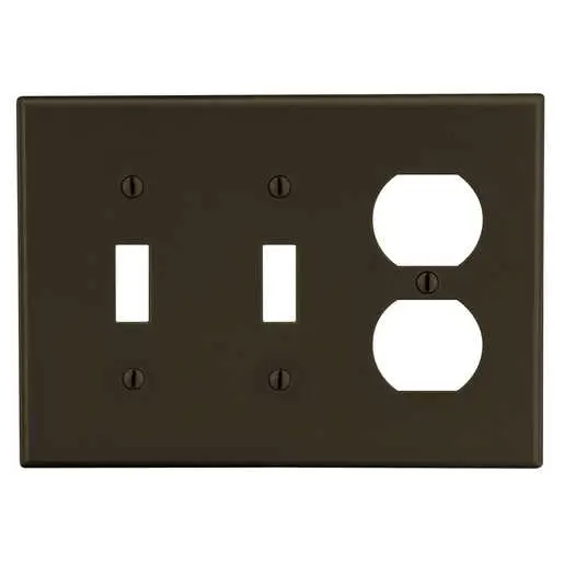 Image of PJ28 Wallplate, Mid-Size 3-Gang, 2) Toggle 1) Duplex, Brown