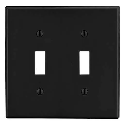 Image of PJ2BK Wallplate, Mid-Size 2-G, 2) Toggle, Black