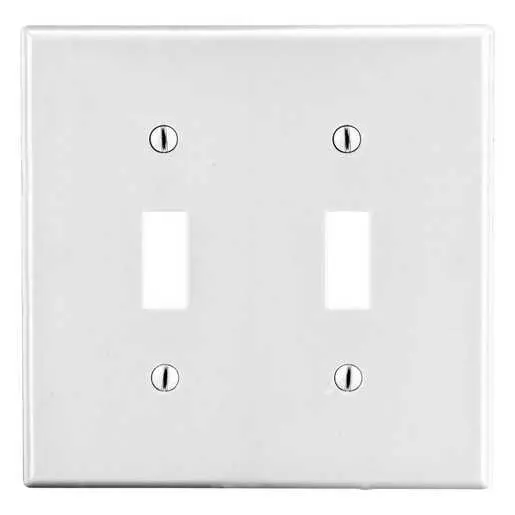 Image of P2W Wallplate, 2-Gang, 2) Toggle, White