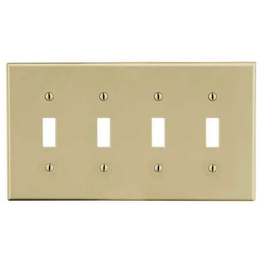 Image of P4I Wallplate, 4-Gang, 4) Toggle, Ivory