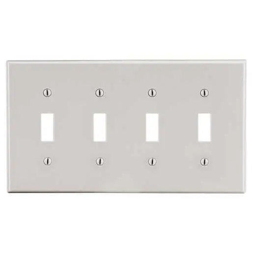 Image of P4LA Wallplate, 4-Gang, 4) Toggle, Light Almond