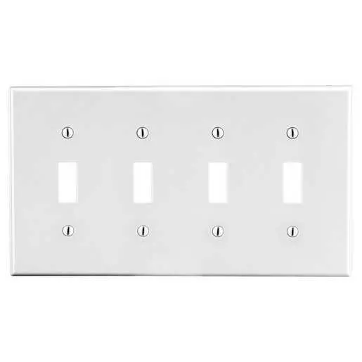 Image of PJ4W Wallplate, Mid-Size 4-Gang, 4) Toggle, White