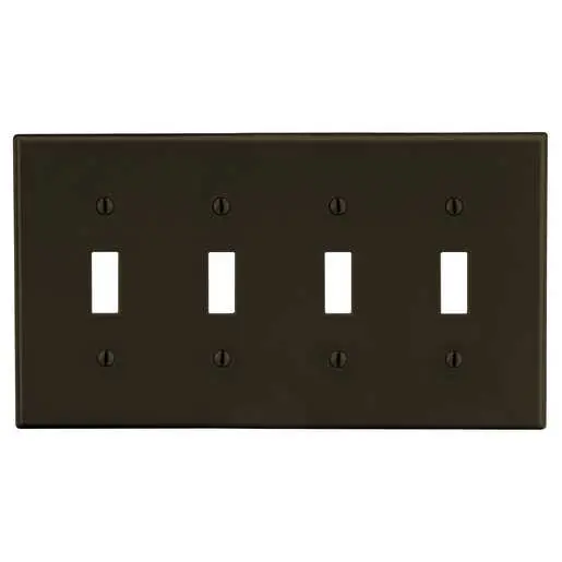 Image of PJ4 Wallplate, Mid-Size 4-Gang, 4) Toggle, Brown