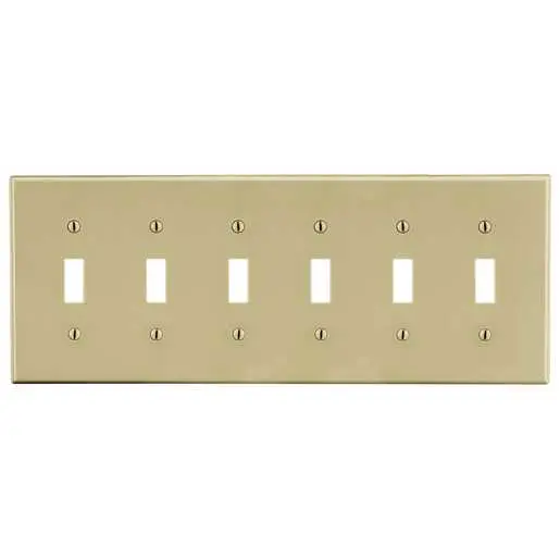 Image of P6I Wallplate, 6-Gang, 6) Toggle, Ivory