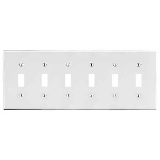 Image of P6W Wallplate, 6-Gang, 6) Toggle, White